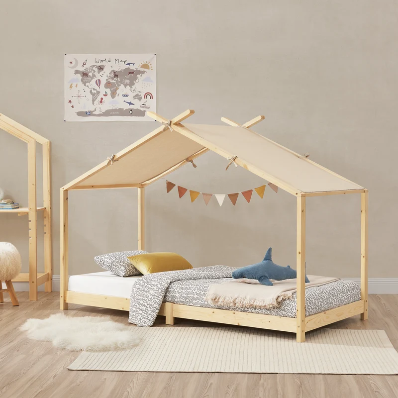 Hausbett Kinderbett Brome aus Holz 90x200 cm mit Lattenrost [en.casa]
