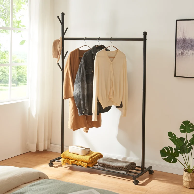 Rollbarer Garderobenständer Snåsa 170x105x43 cm [en.casa]