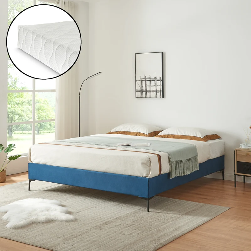 Doppelbett Lilla mit Matratze [en.casa]