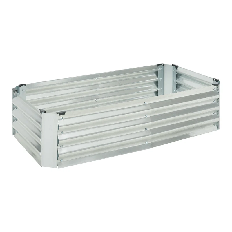 Pflanzbeet Celano Stahl Silber [en.casa]