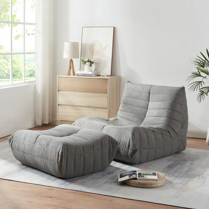 Bodensessel mit Fußhocker Kodsø 75x90x100 cm [en.casa]
