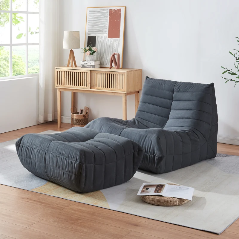 Bodensessel mit Fußhocker Kodsø 75x90x100 cm [en.casa]