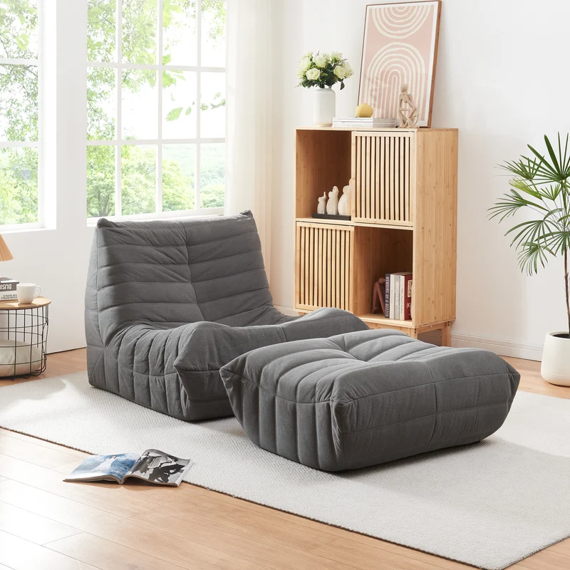 Bodensessel mit Fußhocker Kodsø 75x90x100 cm [en.casa]