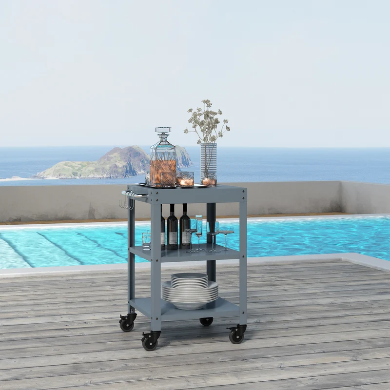 Outdoor Servierwagen Bolognano Stahl 81x50x50 cm [casa.pro]