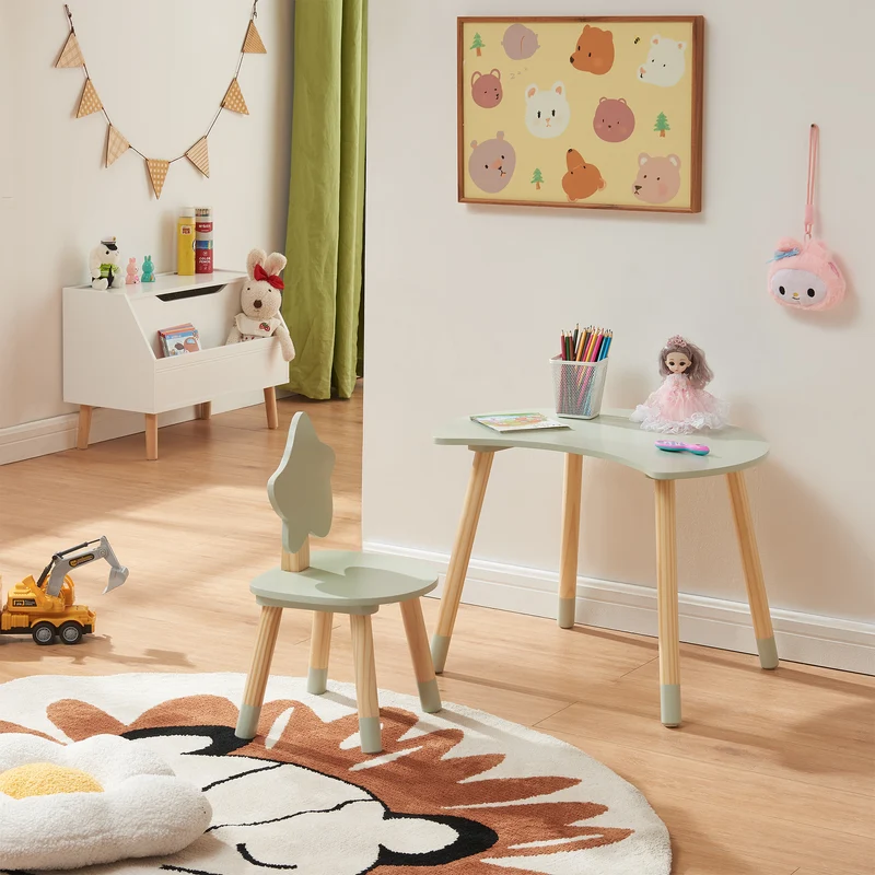 Kinderschreibtisch mit Stuhl Lallega Mond- und Stern-Design [en.casa]