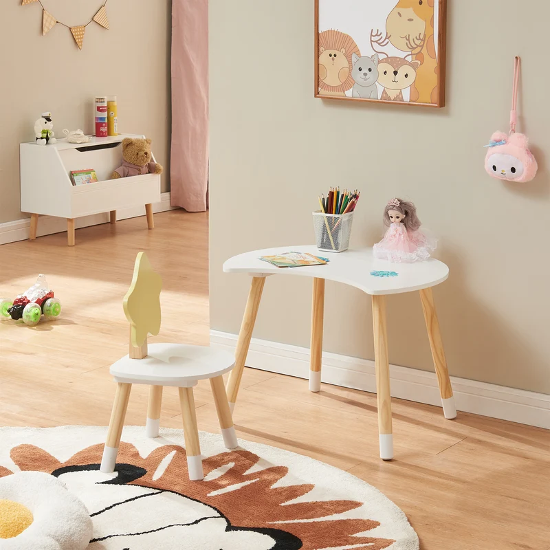 Kinderschreibtisch mit Stuhl Lallega Mond- und Stern-Design [en.casa]