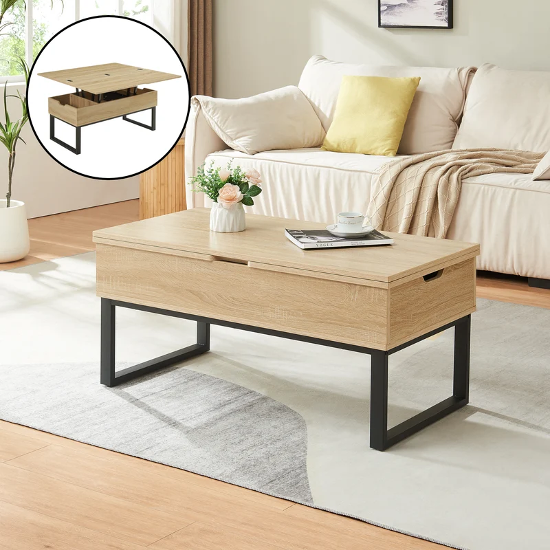Couchtisch Rauli mit Hebeplatte und Stauraum 100x50x47 cm [en.casa]