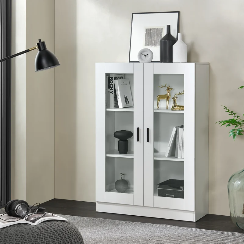 Vitrinenschrank Sorø 80x31x115cm in versch. Farben [en.casa]