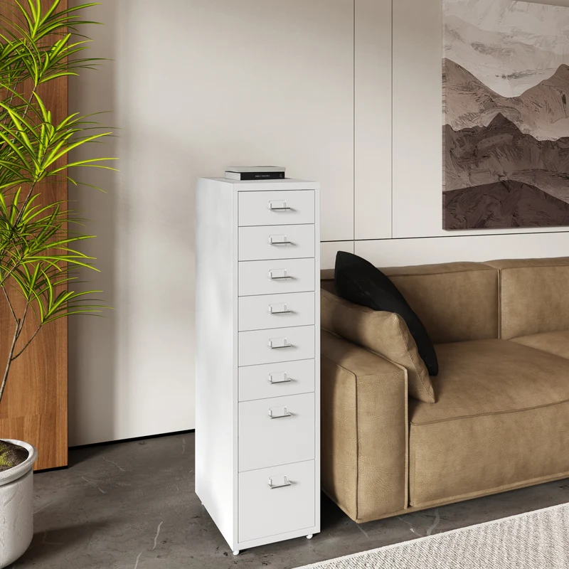Rollcontainer Kökar mit 8 Schubladen 109x28x41 cm [en.casa]
